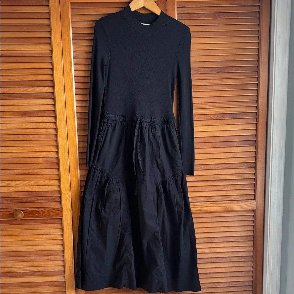 NATION LTD
WRENLEY COMBO LONG SLEEVE MIDI DRESS - JET BLACK SIZE S - Picture 2 of 13
